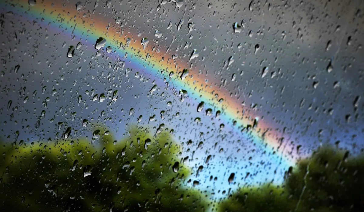 Rainbow in rainy weather