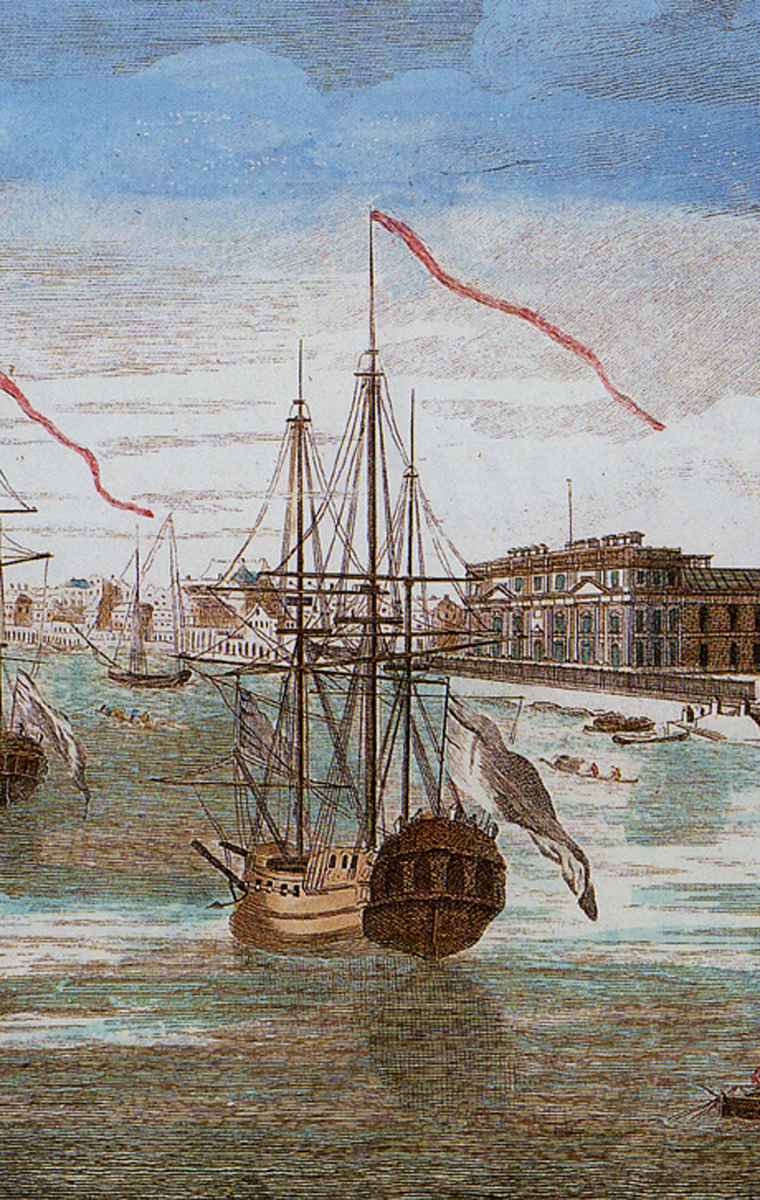 Vessels departing from Pondicherry en route to the French Antilles