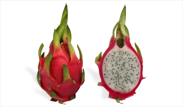 Dragon fruit cut in half