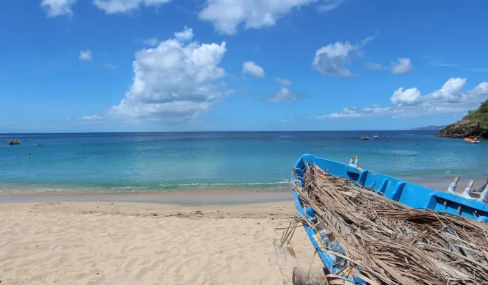 Fishing boats on the beach at Anse Dufour