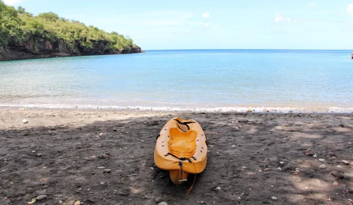 Canoe on Anse Noire beach