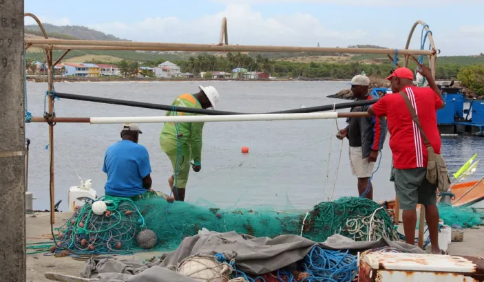 Fishermen pulling up their nets