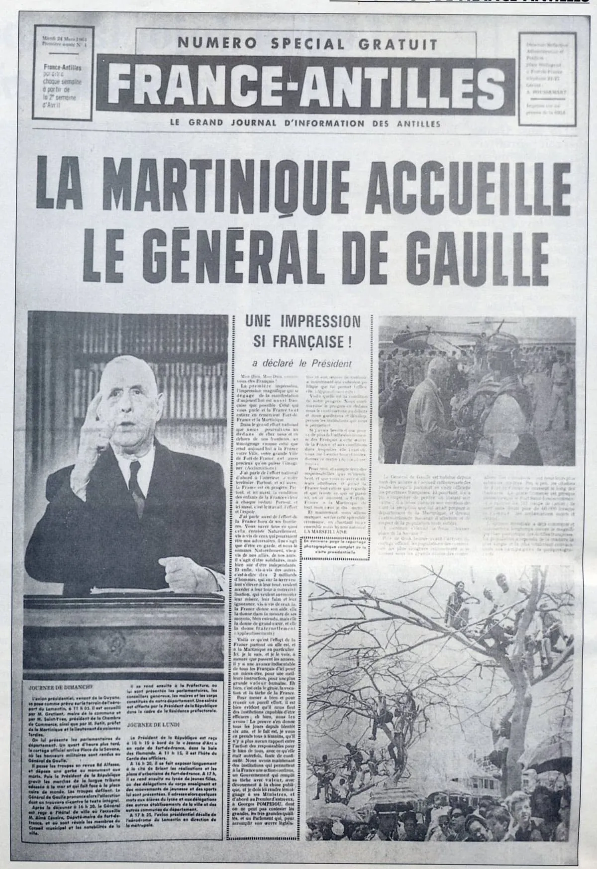Visite de Gaulle vue par France-Antilles