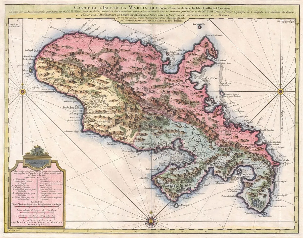 Carte de la Martinique datant de 1768