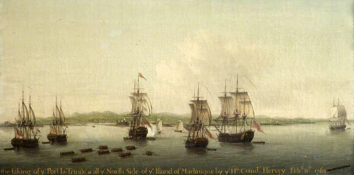 Navires anglais attaquant la Martinique en 1762