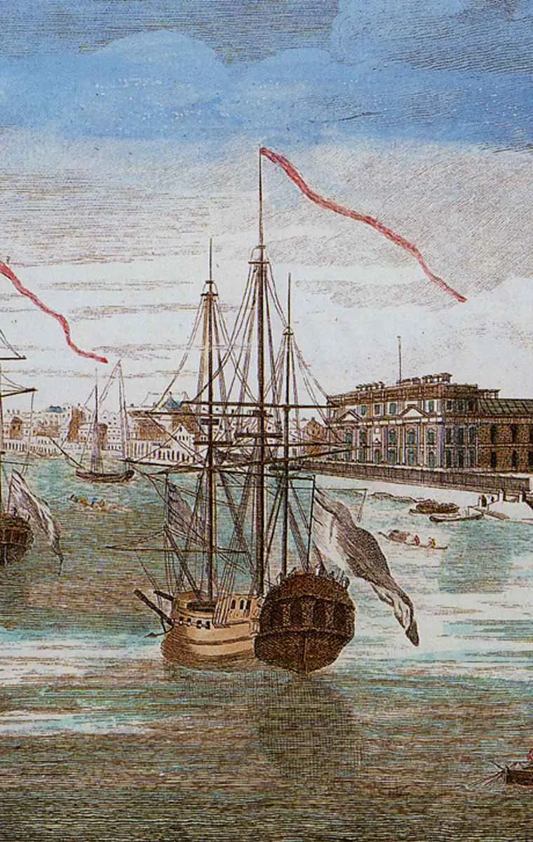 Vessels departing from Pondicherry en route to the French Antilles